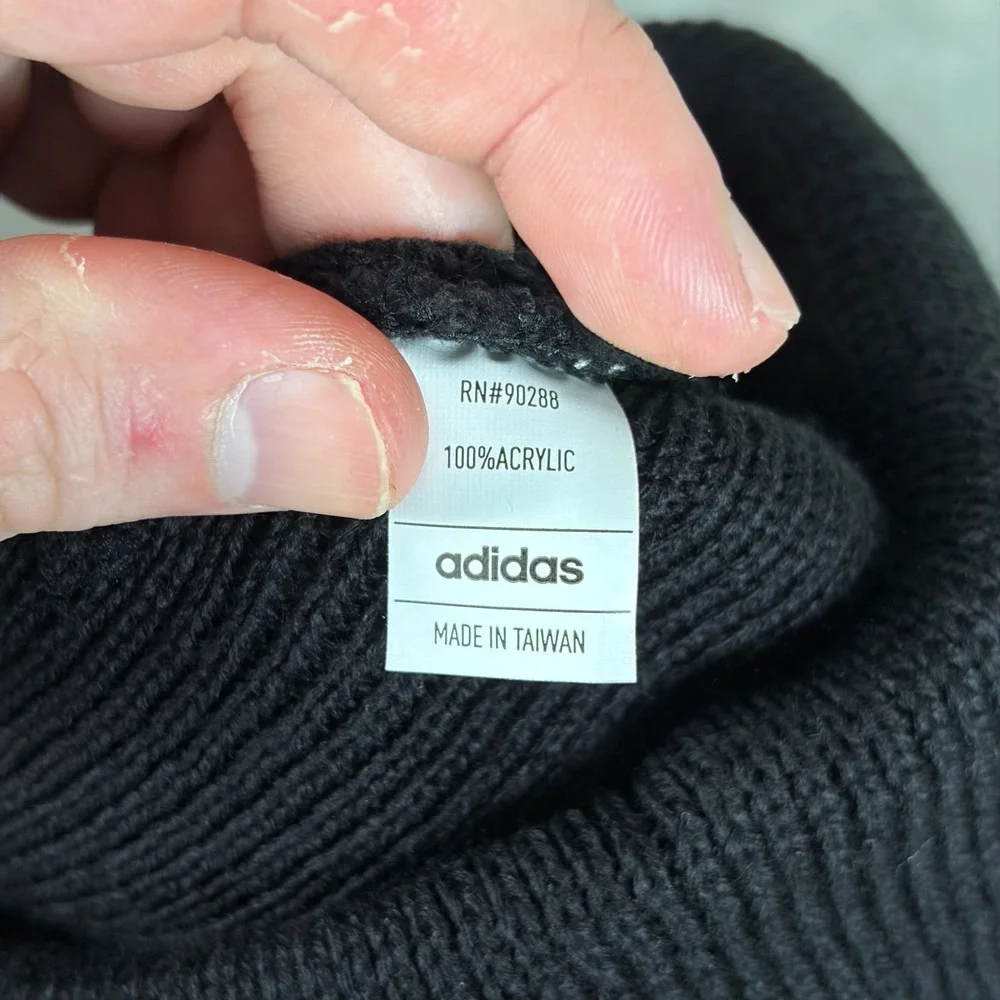 Adidas Unisex Trefoil Beanie Cap Black White Knit Cuffed Logo Hat 015517 NEW